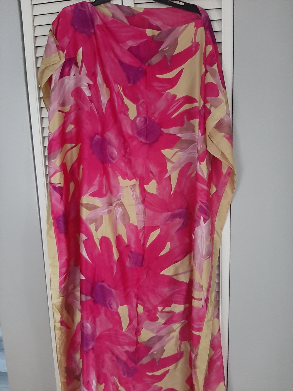 Pink Floral Maxi Dress - Lightweight Stylish Women's Dress With Head Scarf